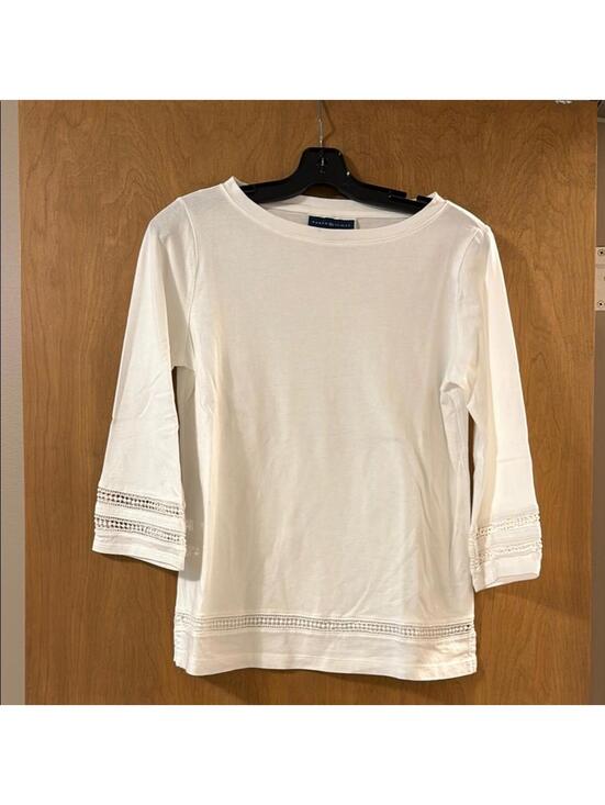 Karen Scott Tops - Karen Scott White Striped 3/4 Sleeve Blouse Women's S